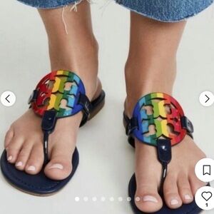 Tory Burch Miller Multi-Colored Rainbow Sandals 8